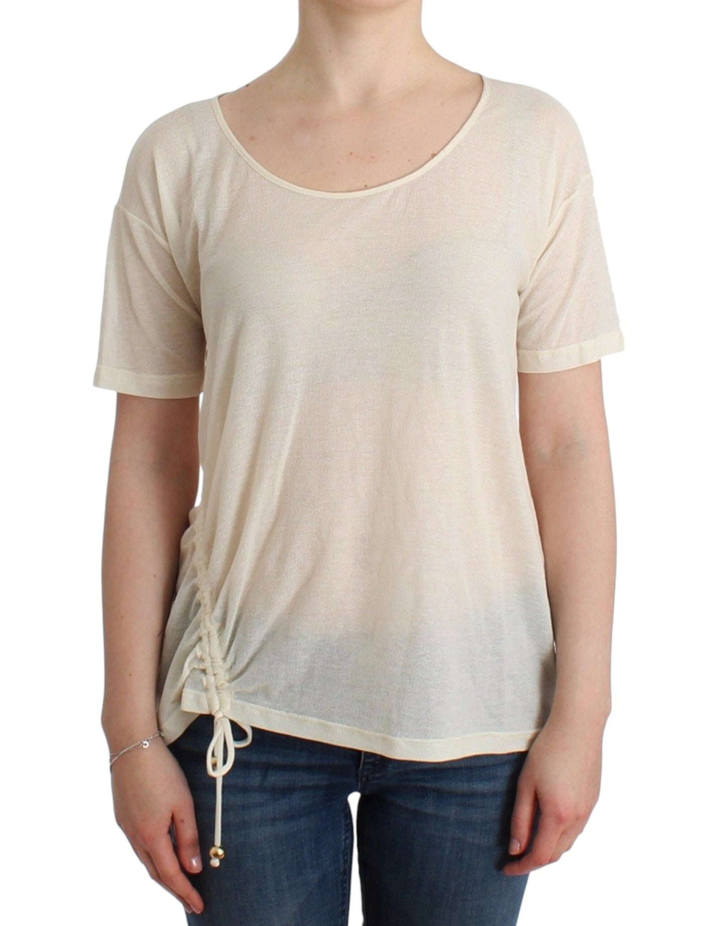 Elegant White Cotton Short Sleeve Blouse