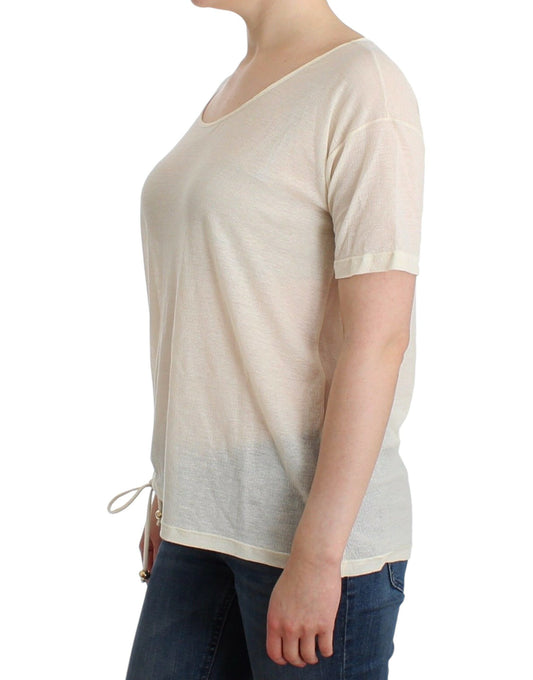 Elegant White Cotton Short Sleeve Blouse