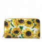 Sunflower Print Leather Continental Wallet