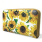 Sunflower Print Leather Continental Wallet