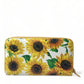 Sunflower Print Leather Continental Wallet