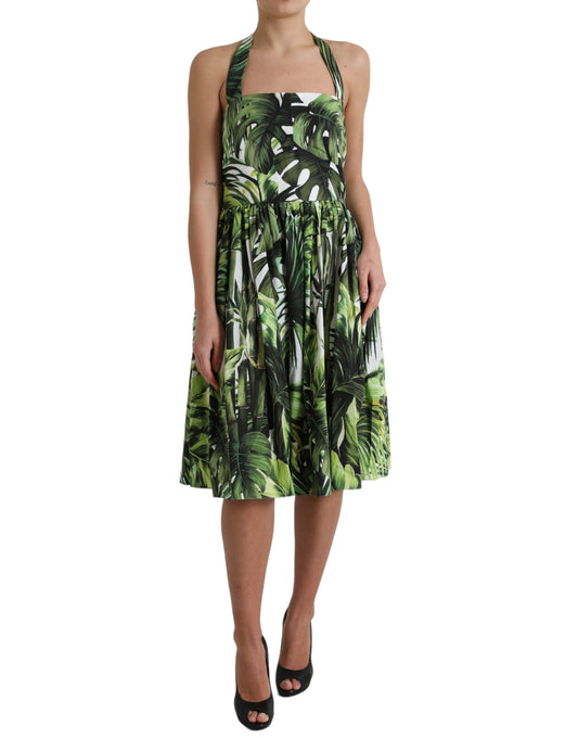 Elegant Green Halter Midi Dress