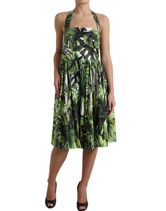 Elegant Green Halter Midi Dress