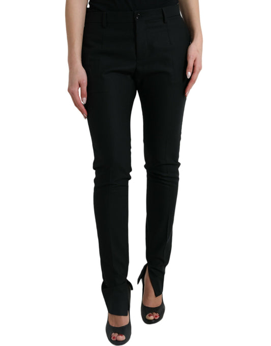 Elegant Mid Waist Tapered Virgin Wool Pants