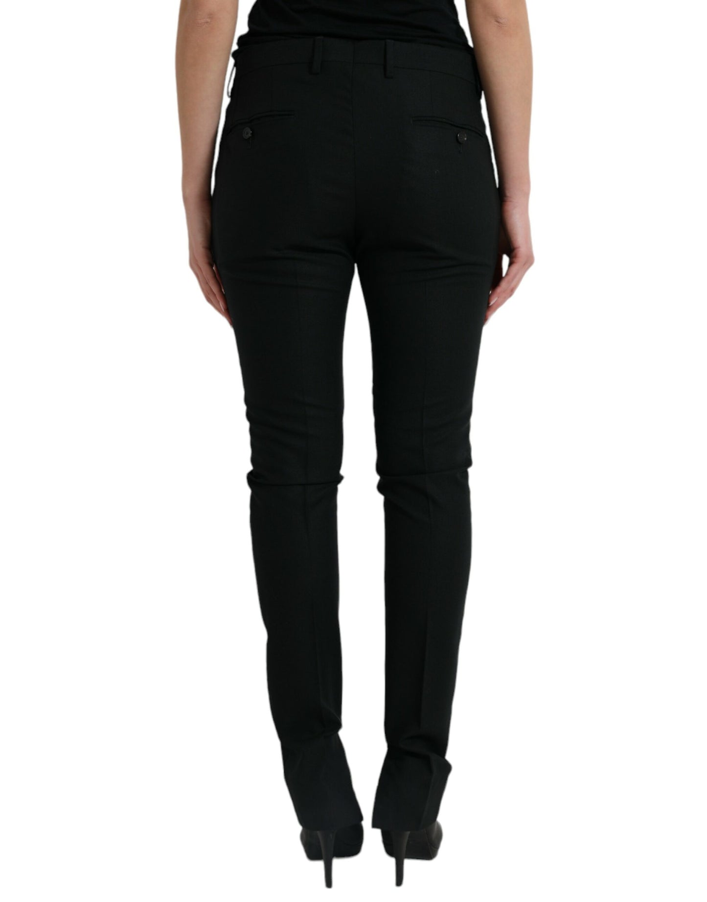 Elegant Mid Waist Tapered Virgin Wool Pants
