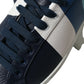 Chic White and Blue Leather Low-Top Sneakers