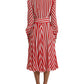 Elegant Striped Silk Maxi Dress with Ascot Collar