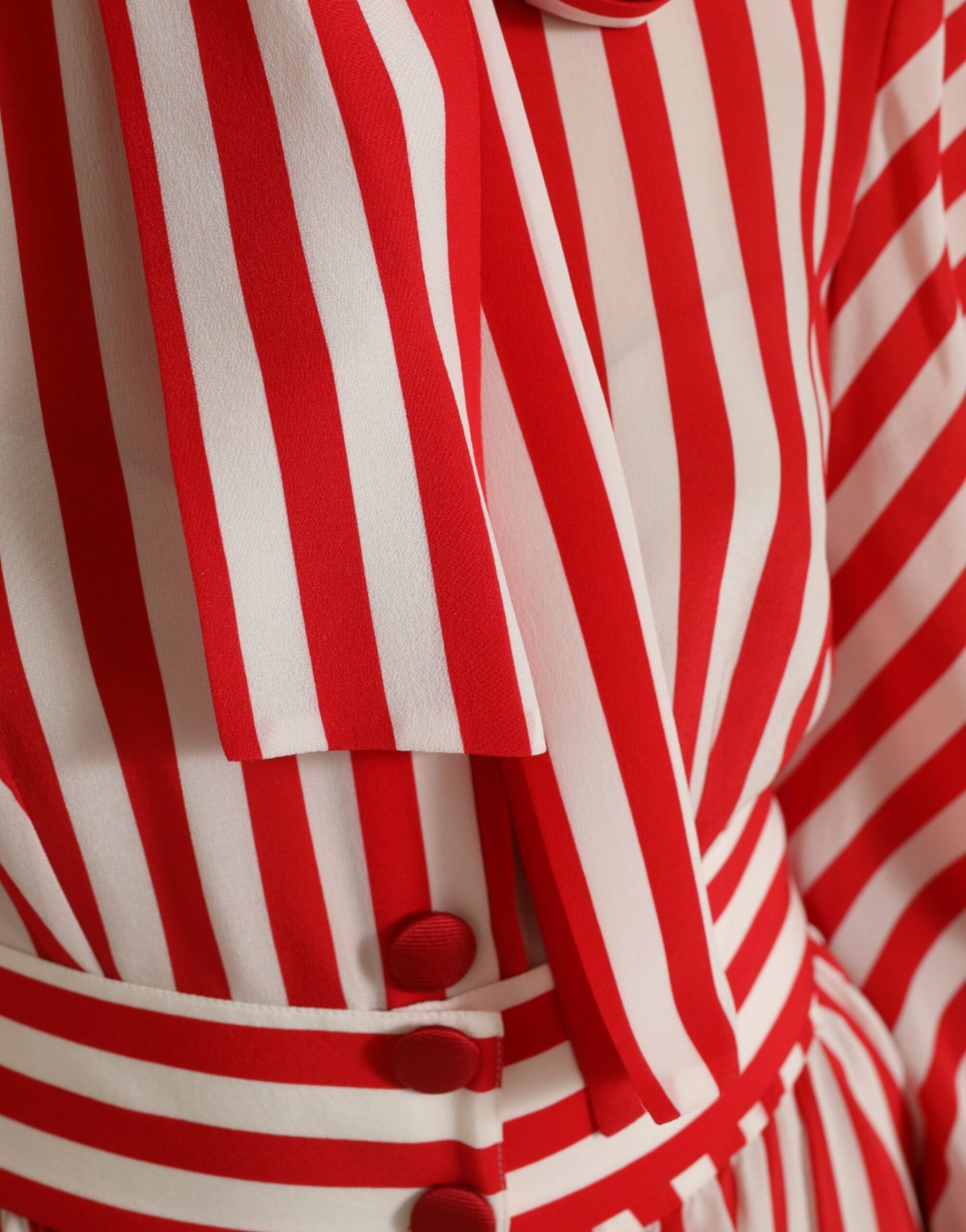 Elegant Striped Silk Maxi Dress with Ascot Collar