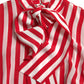 Elegant Striped Silk Maxi Dress with Ascot Collar