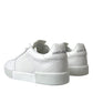 Elegant White Low-Top Calfskin Sneakers