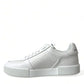 Elegant White Low-Top Calfskin Sneakers