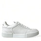 Elegant White Low-Top Calfskin Sneakers