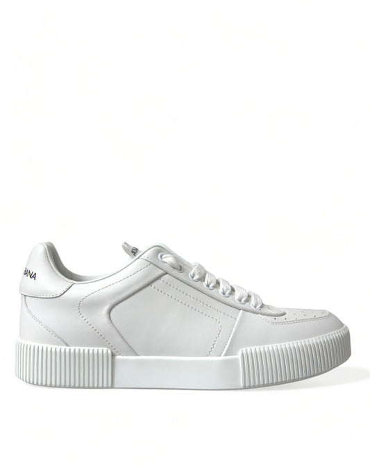 Elegant White Low-Top Calfskin Sneakers