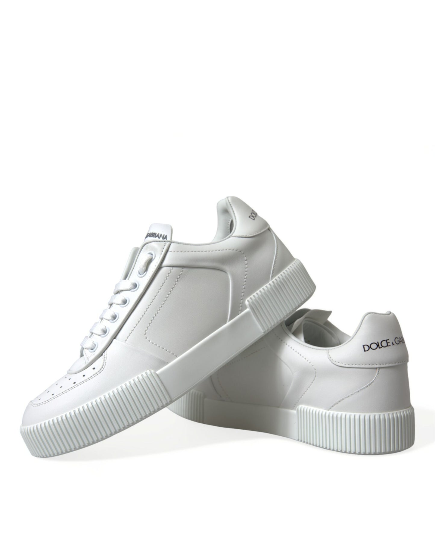 Elegant White Low-Top Calfskin Sneakers