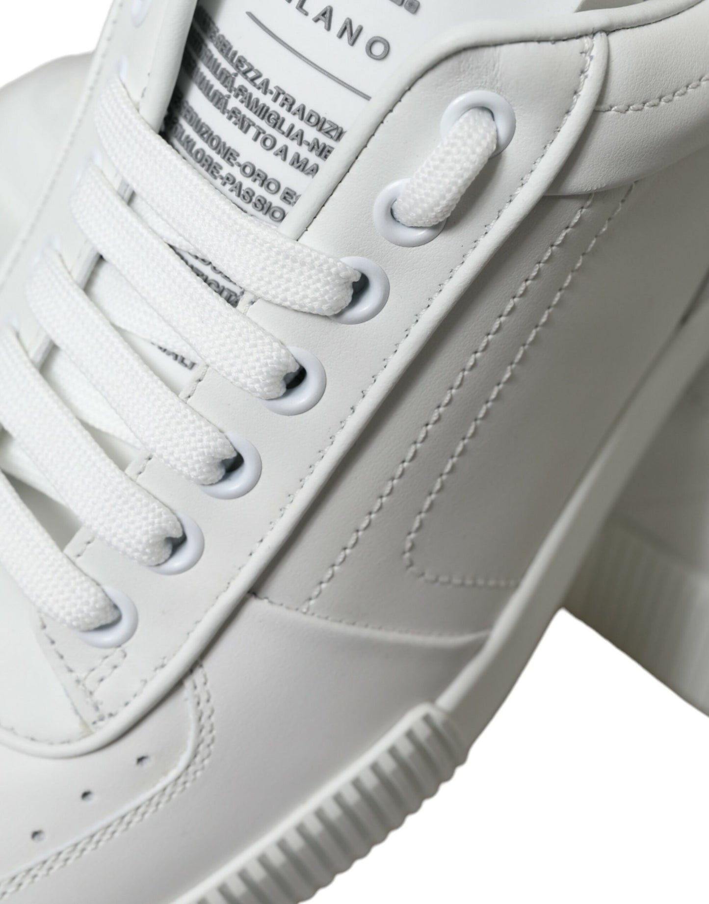 Elegant White Low-Top Calfskin Sneakers
