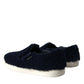Elegant Shearling Slip-On Sneakers in Blue
