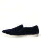 Elegant Shearling Slip-On Sneakers in Blue