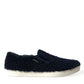 Elegant Shearling Slip-On Sneakers in Blue