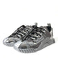 Silver Laminated Low Top Sneakers