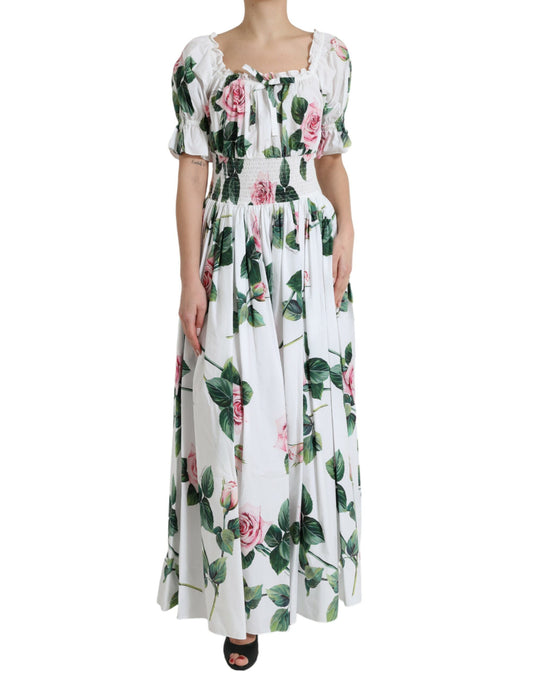 Floral Off-Shoulder Cotton Midi Dress
