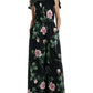 Elegant Black Floral Cotton Jumpsuit