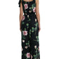 Elegant Black Floral Cotton Jumpsuit