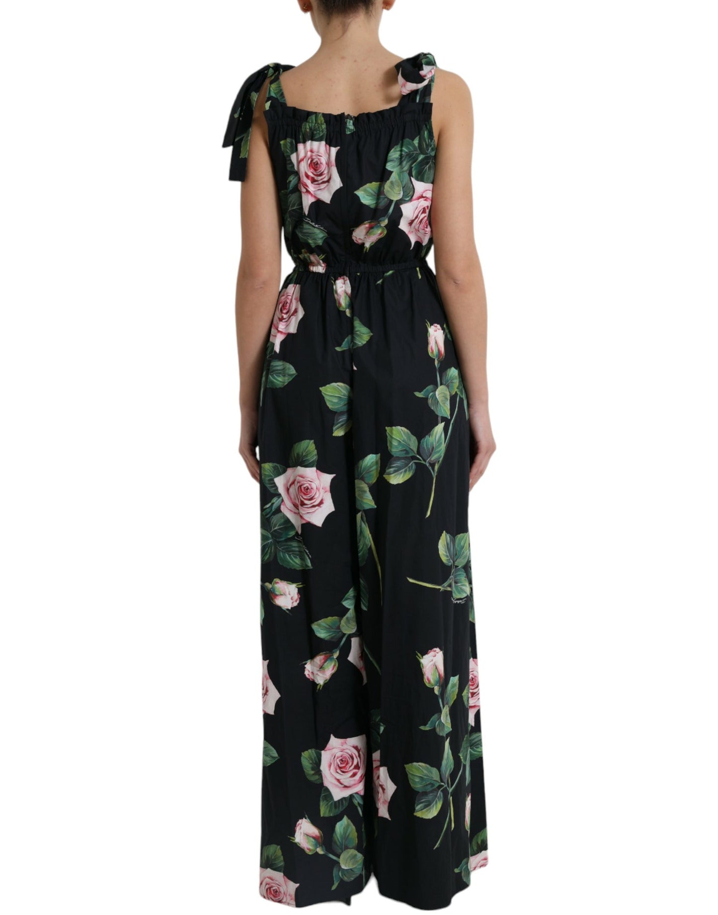 Elegant Black Floral Cotton Jumpsuit