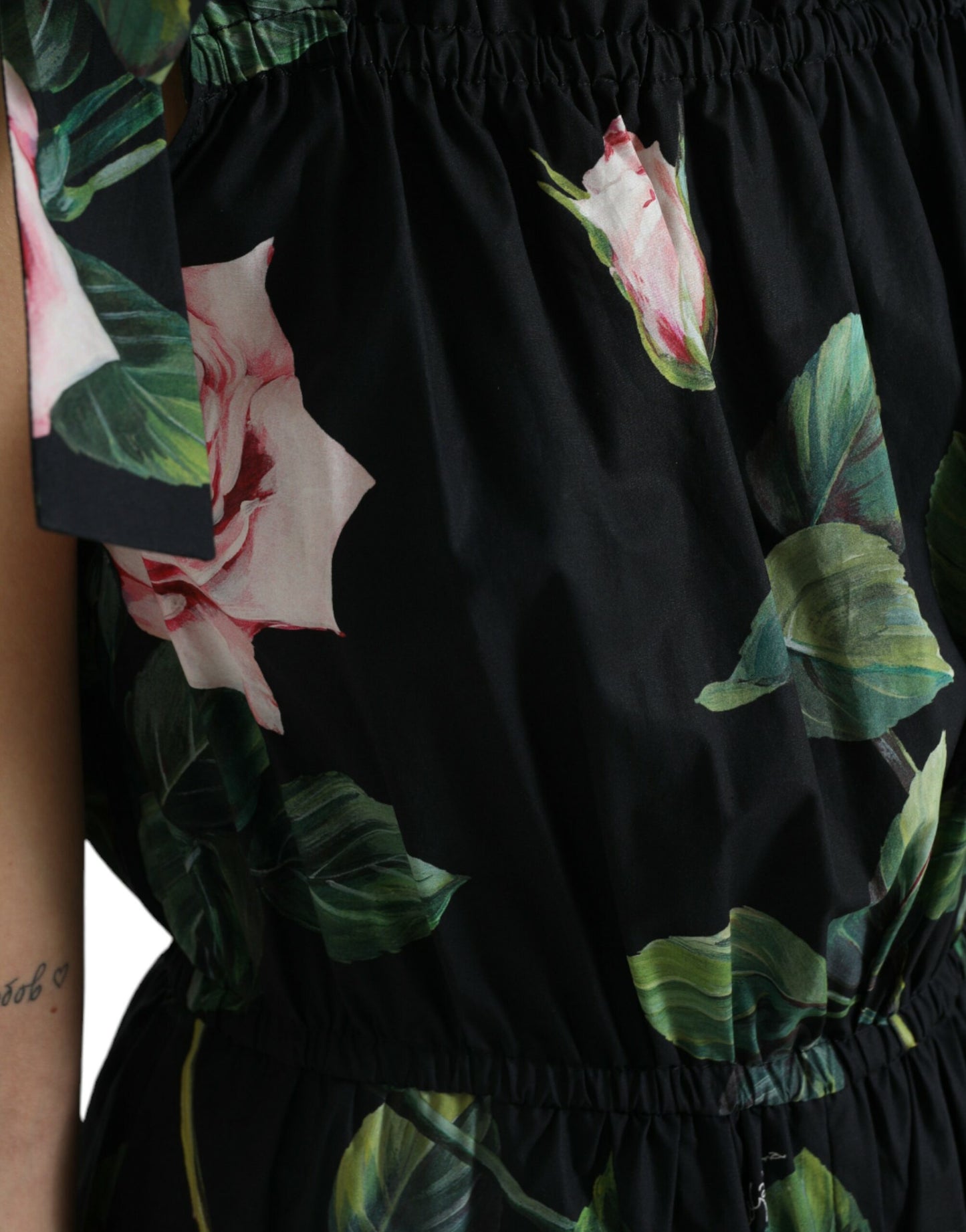 Elegant Black Floral Cotton Jumpsuit