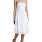 Elegant White A-line Midi Corset Dress