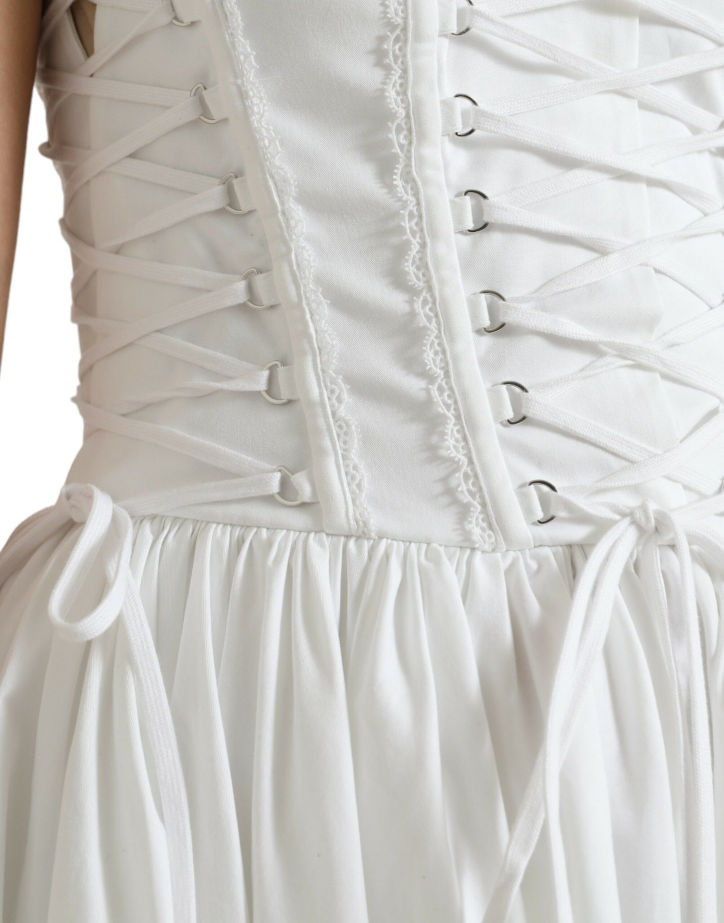 Elegant White A-line Midi Corset Dress