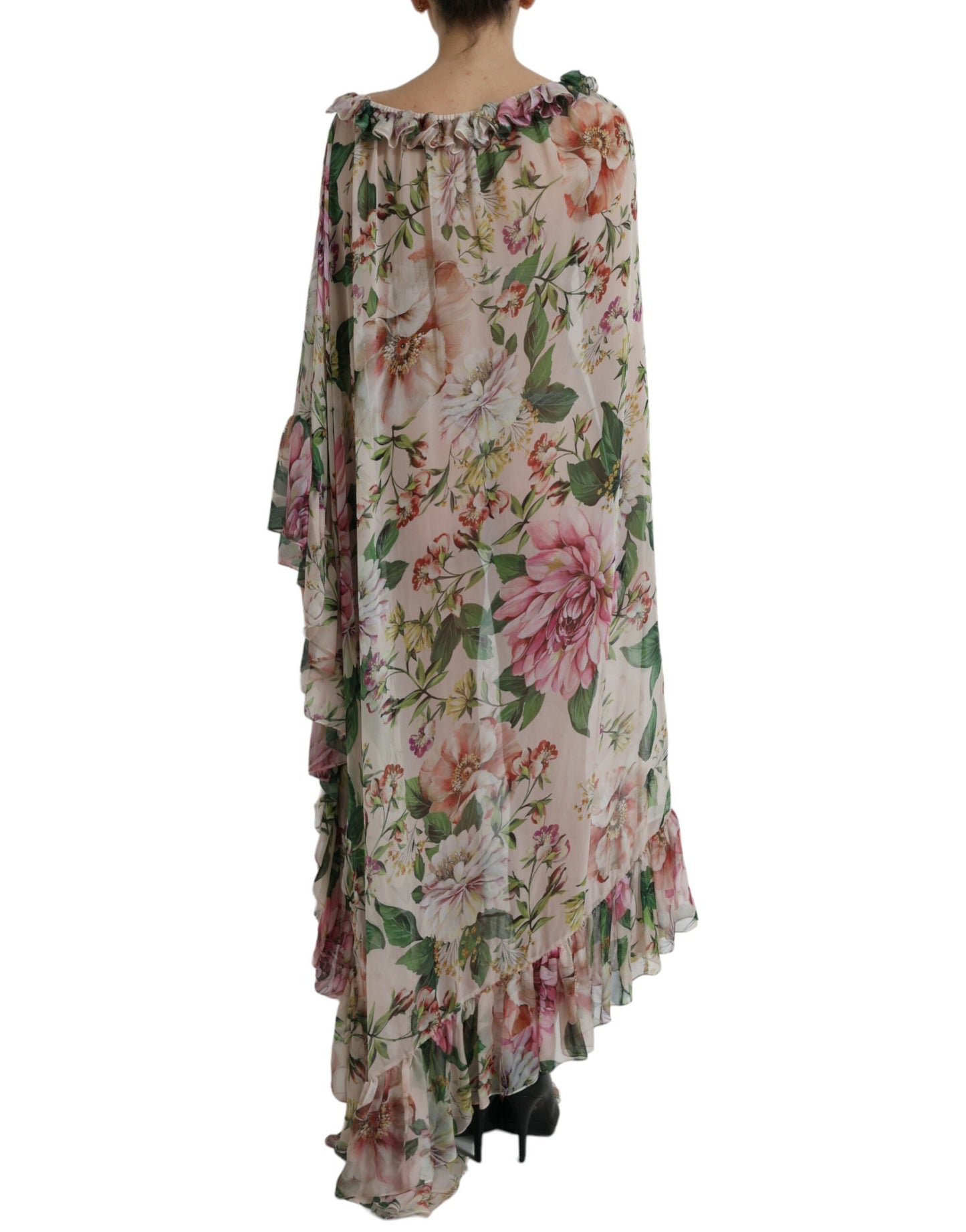 Ethereal Pink Floral Silk Maxi Dress
