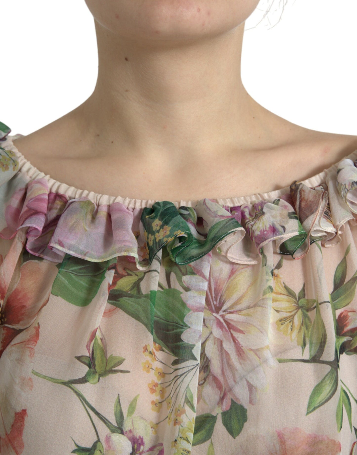 Ethereal Pink Floral Silk Maxi Dress