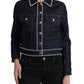 Elegant Denim Jewel Button Jacket
