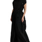 Elegant Long Peplum Jacket in Black