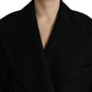 Elegant Black Double-Breasted Trench Coat