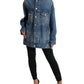 Elegant Blue Denim Button-Down Jacket