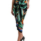 Black Strelitzia High Waist Wrap Midi Skirt