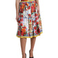 Majolica Pleated Silk Midi Skirt
