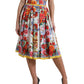 Majolica Pleated Silk Midi Skirt