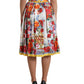 Majolica Pleated Silk Midi Skirt