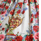 Majolica Pleated Silk Midi Skirt