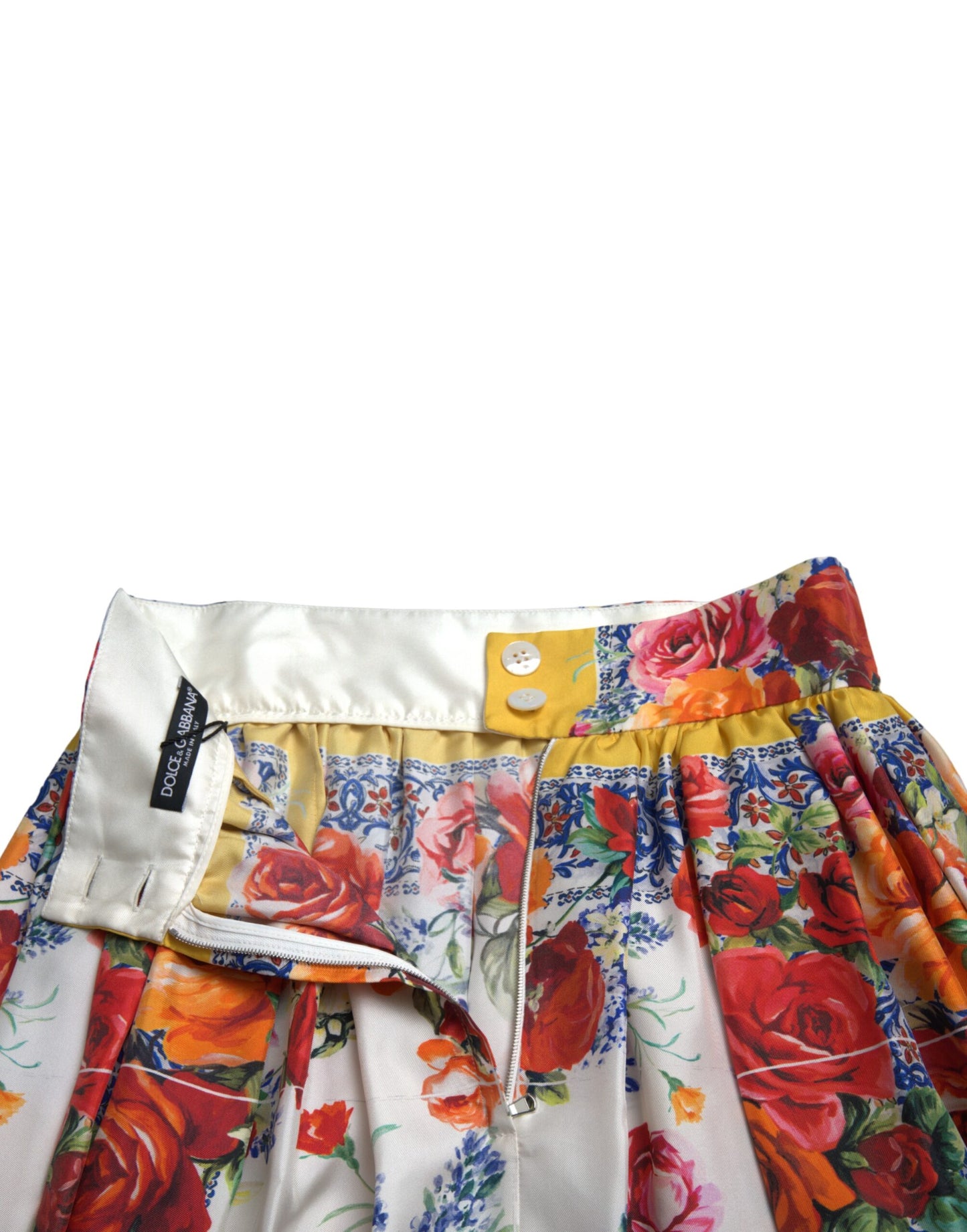 Majolica Pleated Silk Midi Skirt