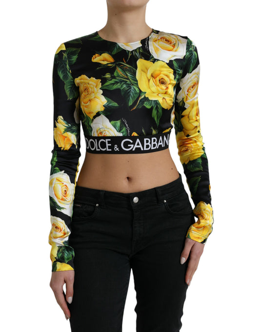 Elegant Floral Cropped Blouse