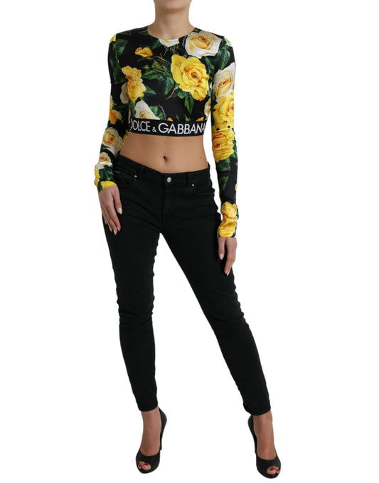 Elegant Floral Cropped Blouse