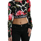 Elegant Floral Cropped Blouse Top