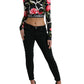 Elegant Floral Cropped Blouse Top