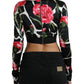 Elegant Floral Cropped Blouse Top