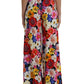 Elegant Floral Silk-Blend High Waist Pants