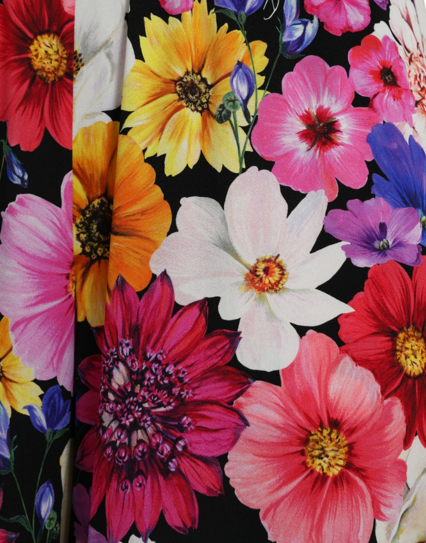 Elegant Floral Silk-Blend High Waist Pants