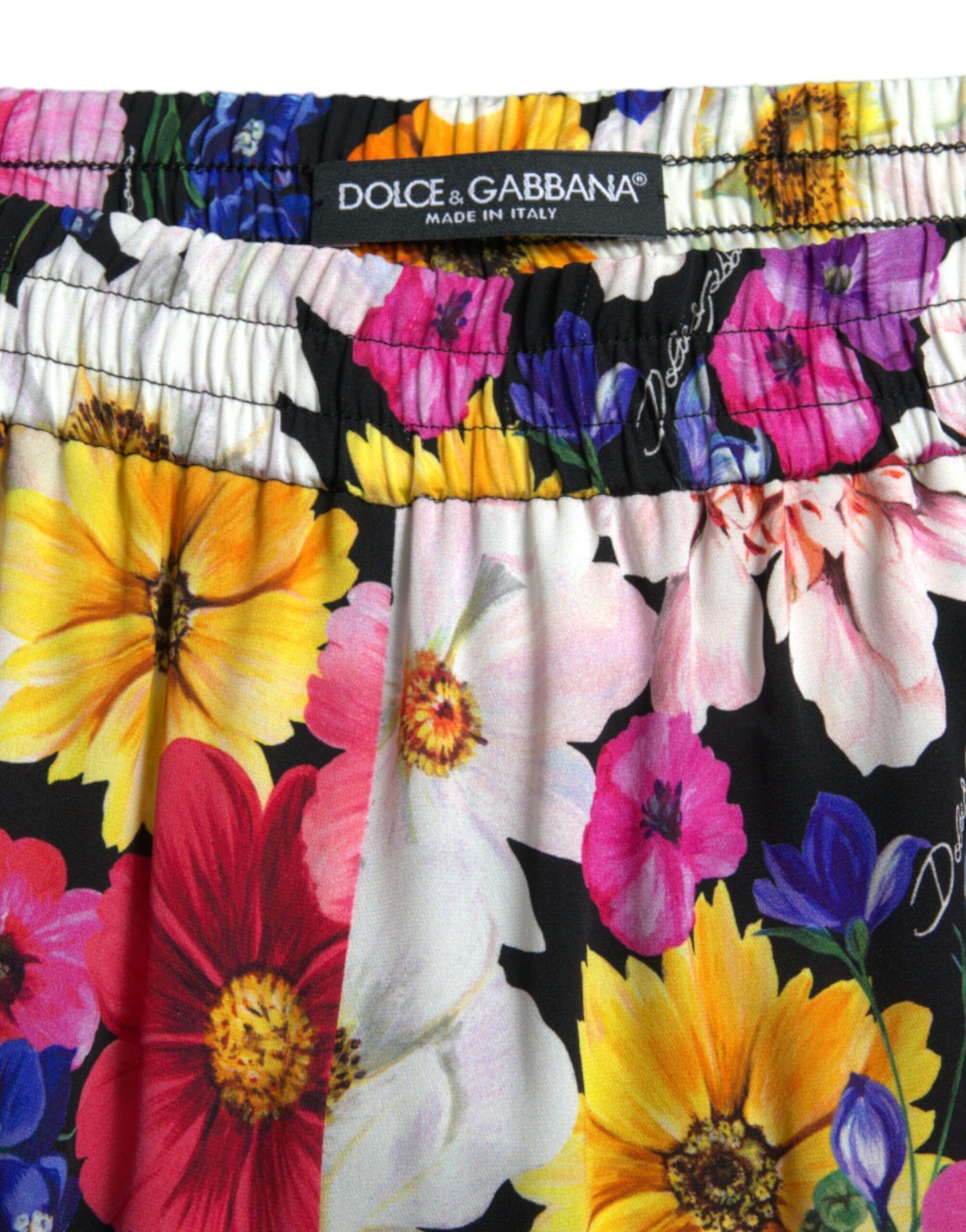 Elegant Floral Silk-Blend High Waist Pants